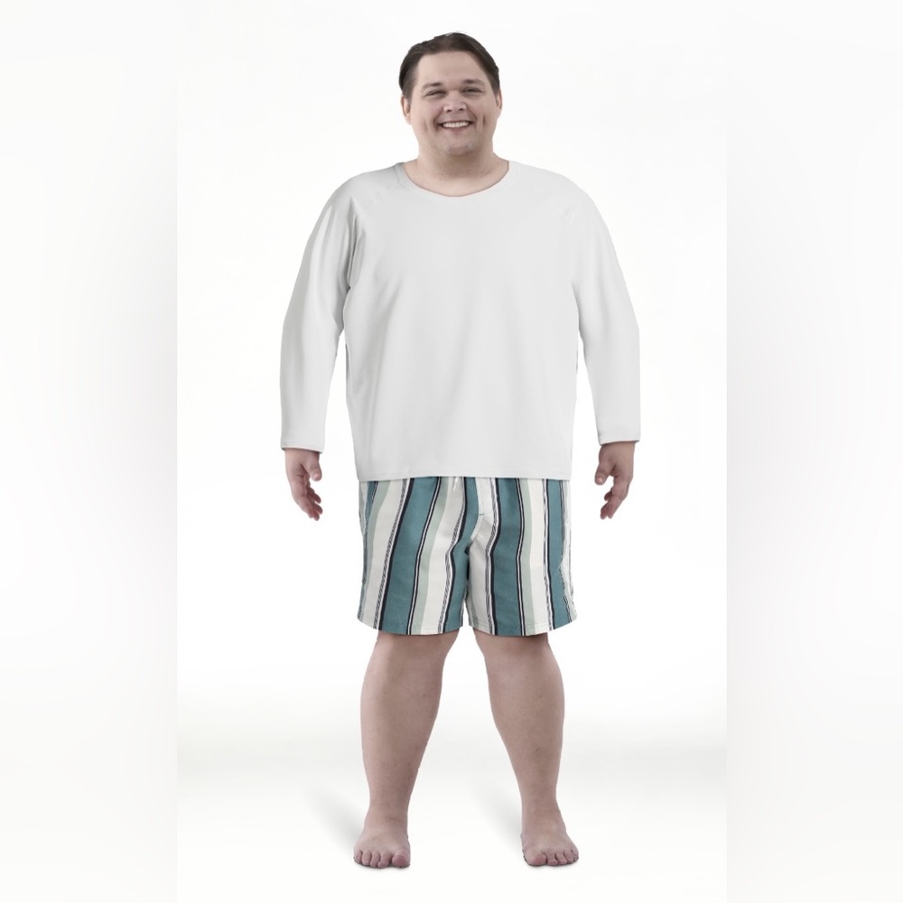 No‎ Boundaries Men’s Swim Trunks 3XL Green Stripe NWT Quick Dry UPF 50+